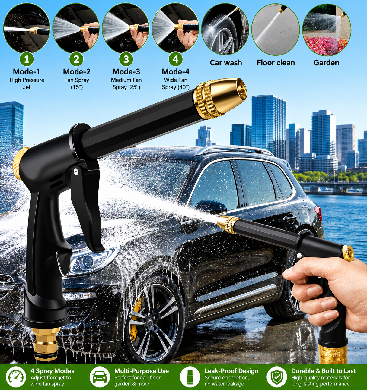 1pc Portable High Pressure Water Hose Nozzle Spray