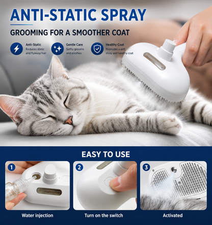3-in-1 Self-Cleaning Steam Pet Hair Removal Brush