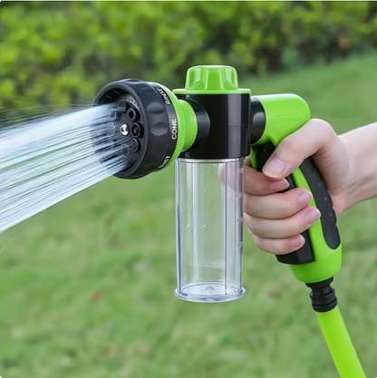 1pc Heavy-Duty 8-In-1 Garden Hose Nozzle with Soap Dispenser