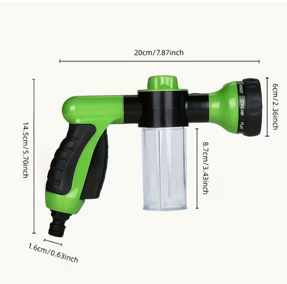 1pc Heavy-Duty 8-In-1 Garden Hose Nozzle with Soap Dispenser
